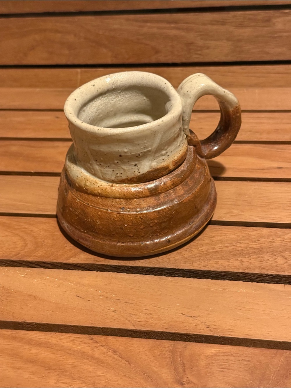 Handmade Two-Tone Stoneware Mug - Cream and Brown